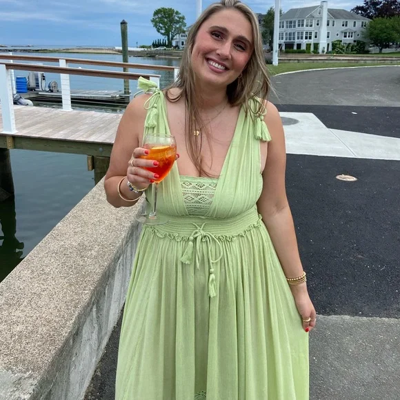 Free People Santa Maria Maxi Dress in Green Misty Path color - Picture 5 of 5